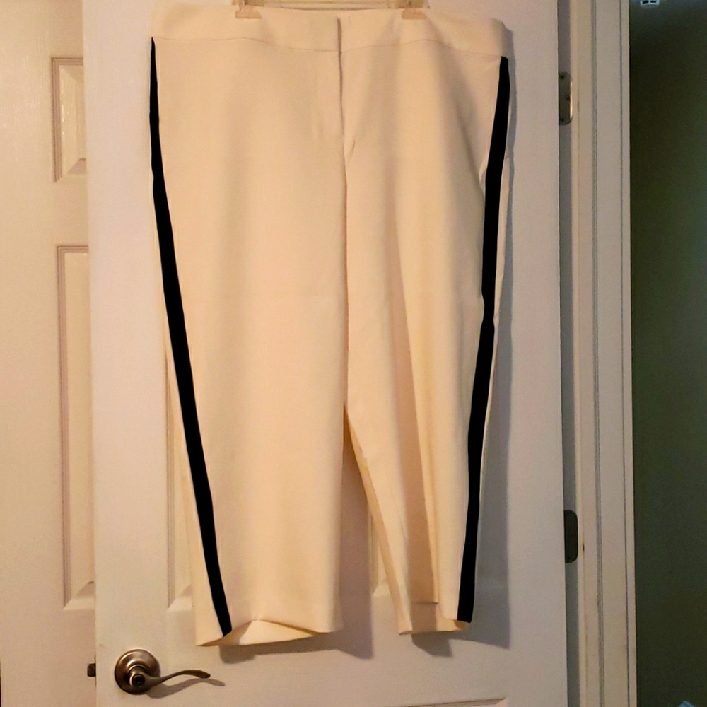 Winter White with Black Side Stripe Loft Trousers